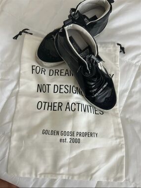 Golden Goose MidStar Mid top sneakers black & white leather size 6
